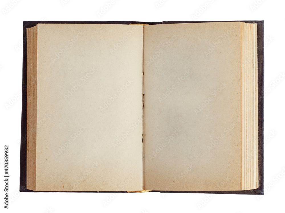 the spread of a hardcover book with blank sheets, isolated on a white background the spread of a hardcover book with blank sheets, isolated on a white background