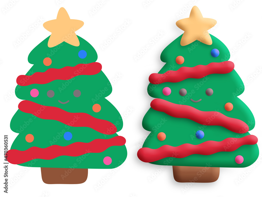 Christmas tree. Christmas decoration. Christmas greeting card. Digital Christmas tree.