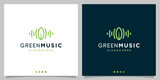 Sound audio wave logo concept elements with leaf logo. Premium vector