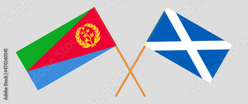 Crossed flags of Eritrea and Scotland. Official colors. Correct proportion