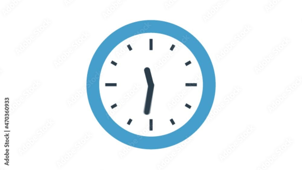 Round wall clock blue animation. The timer counts down the time. Wall clock time working office hours animated. timer timelapse video animation 4k