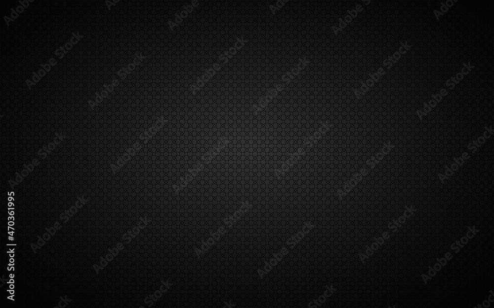 Dark widescreen background with simple black circles. Modern black geometric design. Simple illustration