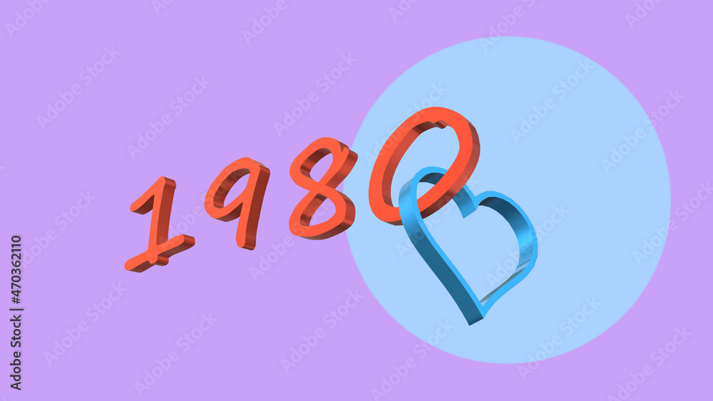LOVE. PASSION for the 80s. Nineteen-eighties. One thousand nine hundred eighty. Heart inserted in the text. Cross design elements. Retro toned style. 3D ILLUSTRATION. Mild mauve color fund. LOVE. PASSION for the 80s. Nineteen-eighties. One thousand nine hundred eighty. Heart inserted in the text. Cross design elements. Retro toned style. 3D ILLUSTRATION. Mild mauve color fund.