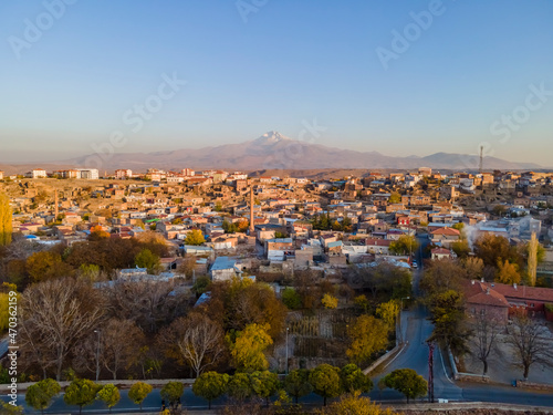 View of Kayseri incesu district with Erciyes Mount background