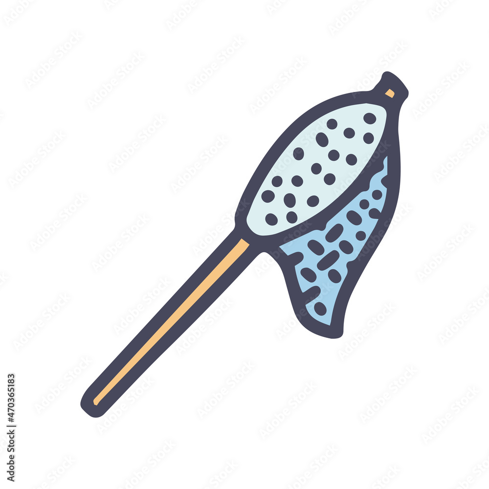fishing landing net color vector doodle simple icon
