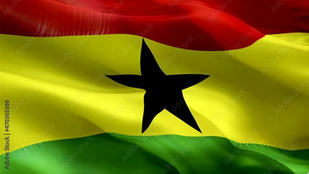 Ghana flag. National 3d Ghana flag waving. Sign of Ghanaian seamless loop animation. Ghana flag HD Background. Ghanaian flag Closeup 1080p Full HD video for presentation. Ghanaian flags for Victory da