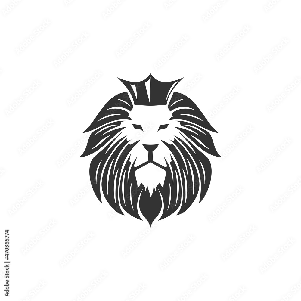 Lion head with crown Illustration icon template
