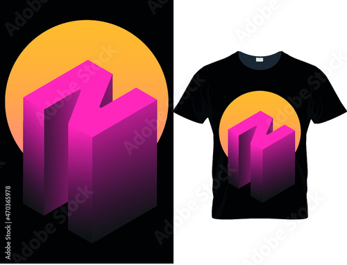 mysterious vintage sunset letter N poster style t-shirt design for new year 2022