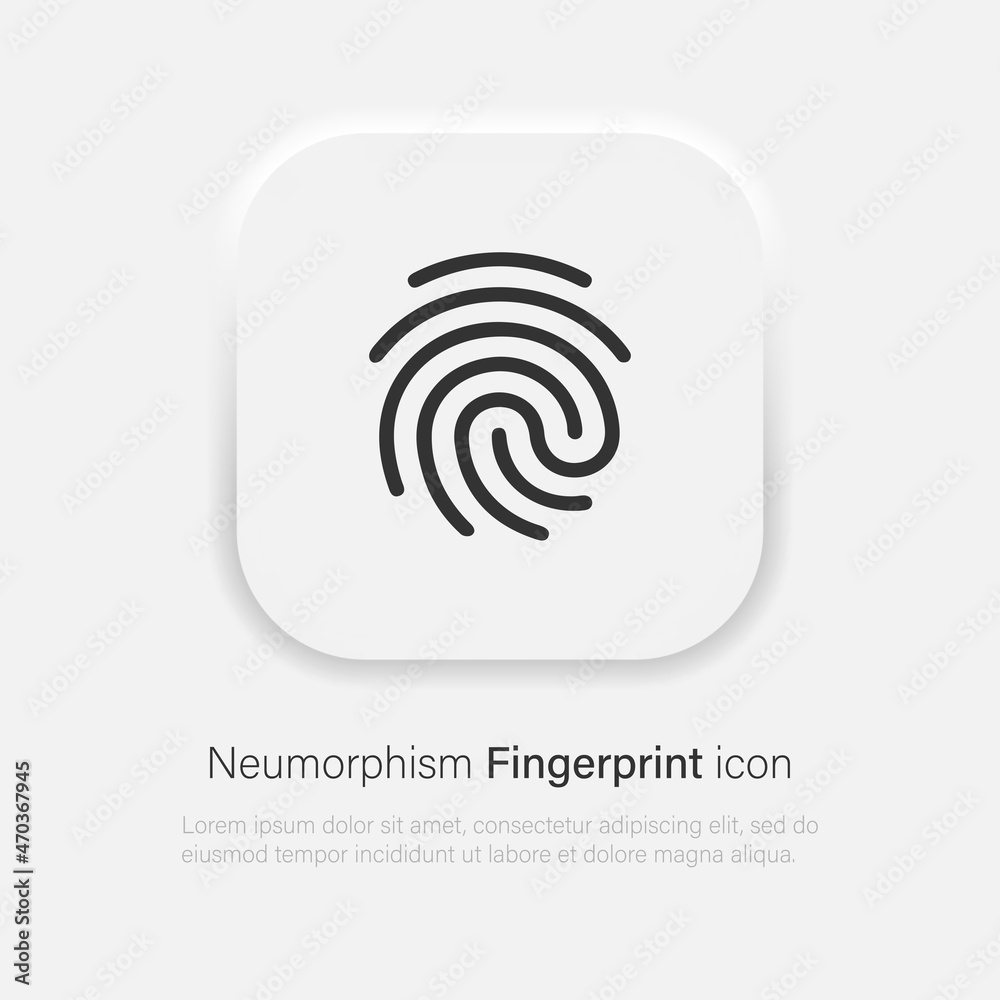 Fingerprint vector icon in trendy neumorphism style. Vector EPS 10 Fingerprint vector icon in trendy neumorphism style. Vector EPS 10