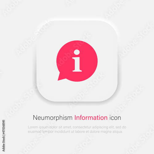 Information vector button. Help icon in trendy neumorphic style. Vector EPS 10