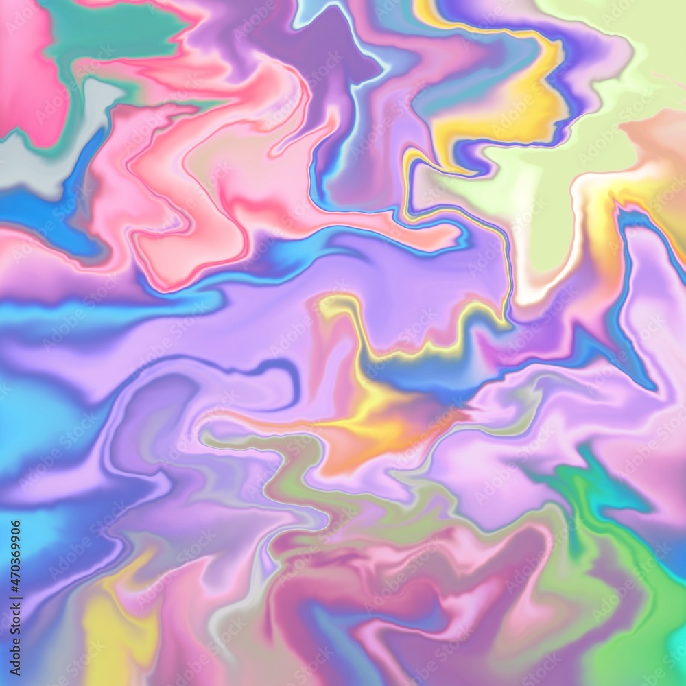 Fototapeta premium Abstract holographic marble texture with bright multicolored waves mixing together