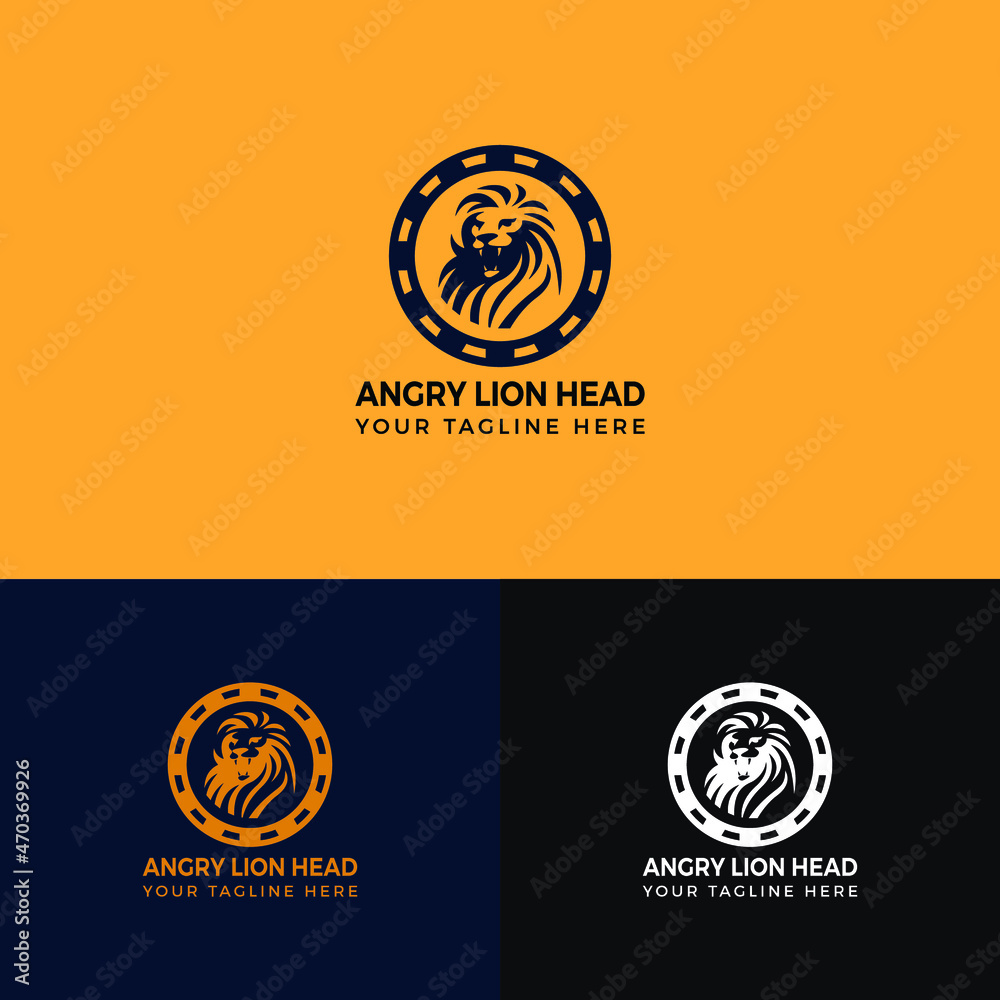 Angry Lion Head-Angry Lion Roaring Logo Vector