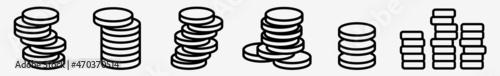 Coin Icon Coin Pile Casino Chips Set | Coins Icon Money Stack Vector Finance Illustration Logo | Coin-Icon Isolated Coin Savings Collection