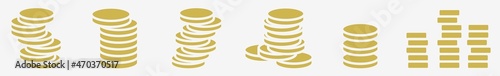 Gold Coin Icon Gold Coin Pile Set | Gold Coins Icon Money Stack Vector Finance Illustration Logo | Coin-Icon Isolated Coin Savings Collection