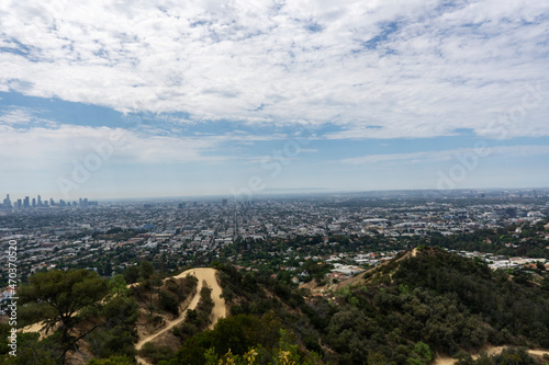 Aerial view of Los Angeles in California seen from observatory