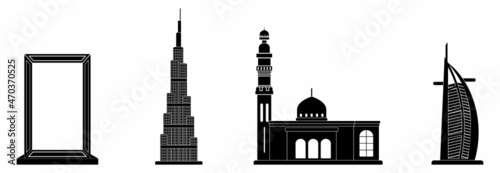Fotografia, Obraz Dubai building icon set, Dubai building vector set sign symbol