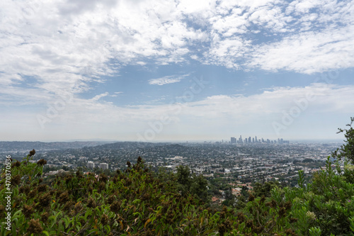 Aerial view of Los Angeles in California seen from observatory