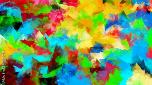 Colorful Abstract Background Painting on Canvas with Strokes. Modern Cover Design Texture. © Stock Ninja Studio