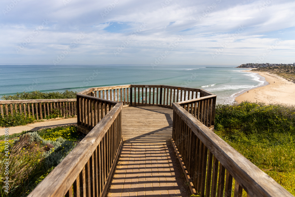 The lookout above the beach at southport port noarlunga south australia on 14th September 2021