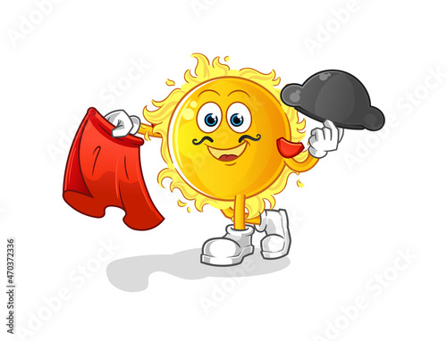 sun matador with red cloth illustration. character vector