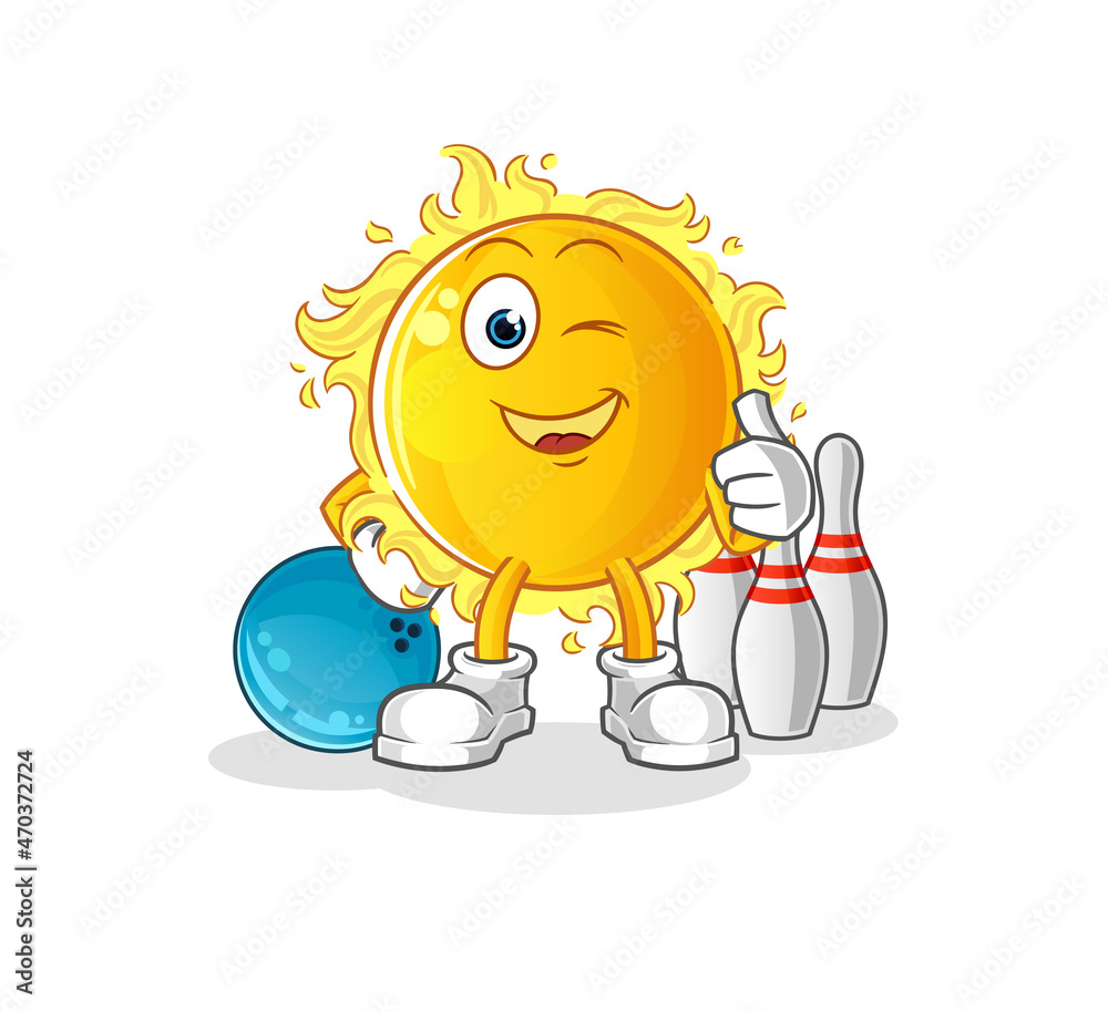 Fototapeta premium sun play bowling illustration. character vector