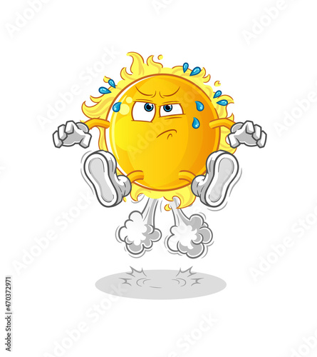 sun fart jumping illustration. character vector