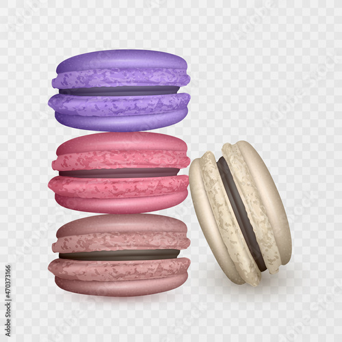 Illustration of Tasty colorful french macaron, realistic macaron on light background, vector format
