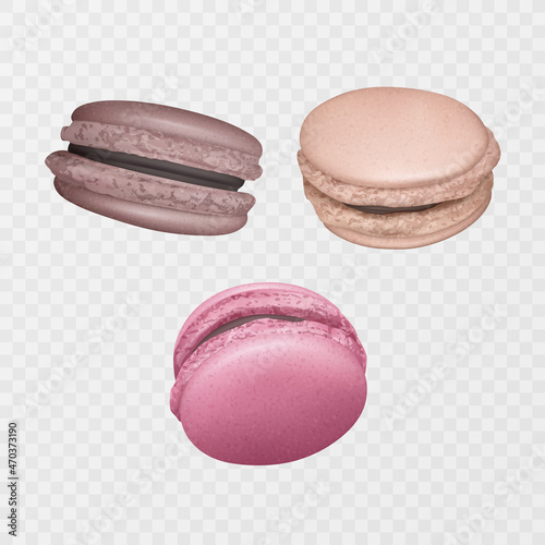Illustration of Tasty colorful french macaron, realistic macaron on light background, vector format