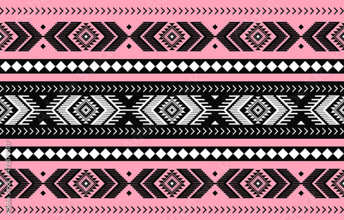 Geometric ethnic oriental seamless pattern traditional Design for background,carpet,wallpaper.clothing,wrapping,Batik fabric,Vector illustration.embroidery style - Sadu, sadou, sadow or sado
