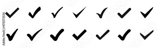 Check mark and red cross icon set. Circle and square. Tick symbol in green color. Check marks symbol collection. Quality sign icon. Checklist symbols. Stock vector.