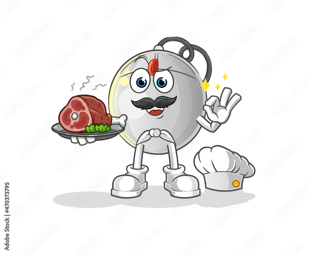 computer mouse chef with meat mascot. cartoon vector computer mouse chef with meat mascot. cartoon vector