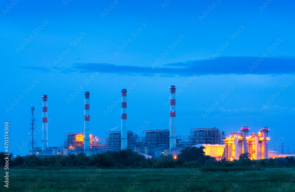 Coal power plant in the evening