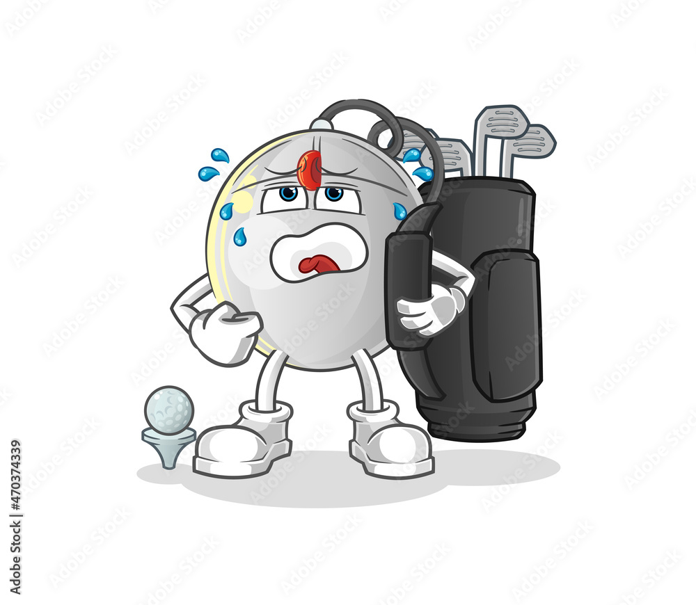 computer mouse with golf equipment. cartoon mascot vector