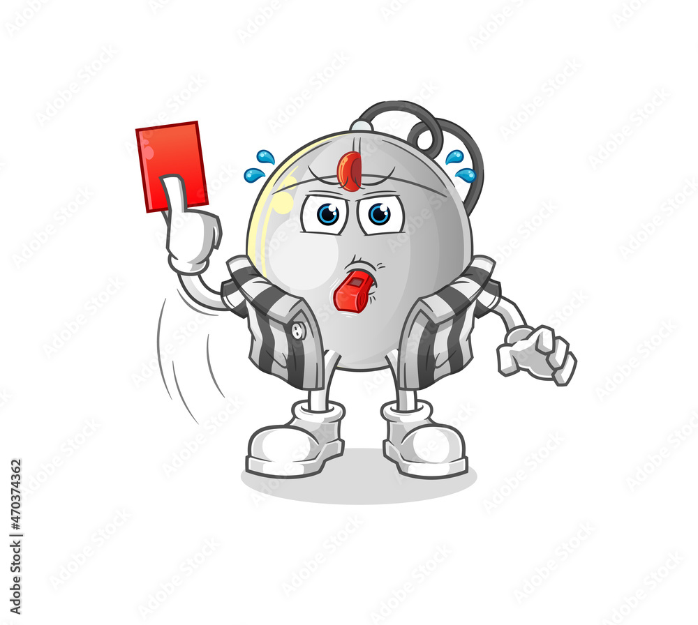 computer mouse referee with red card illustration. character vector