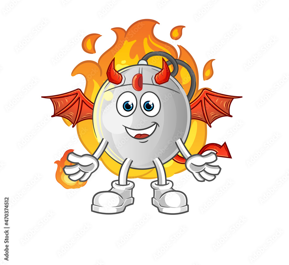computer mouse demon with wings character. cartoon mascot vector
