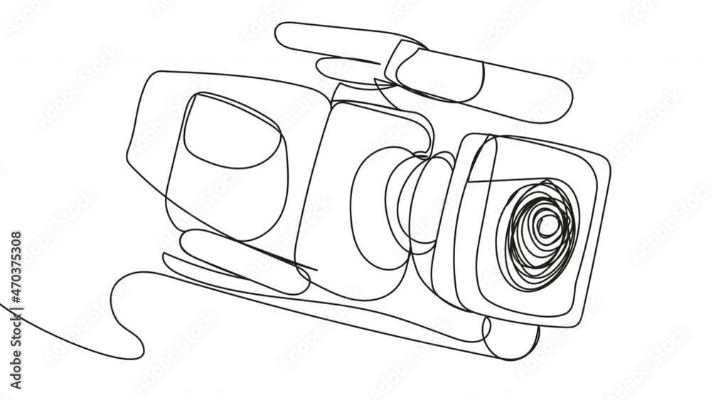 Self-drawing professional movie camera with a continuous line on a ...
