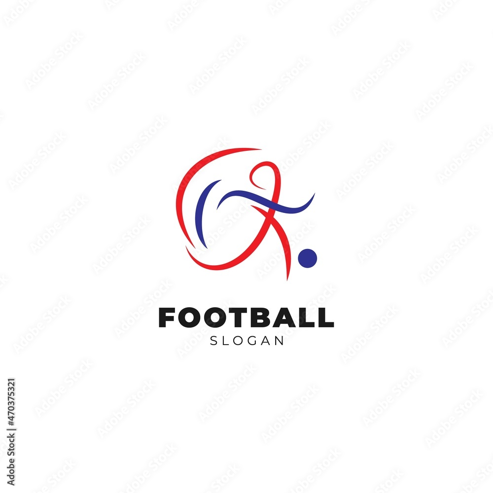 Football sport logo design abstract character vector template.