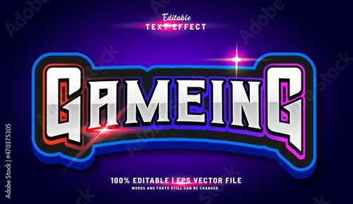 Gameing editable text effect gamer lights neon and text style 