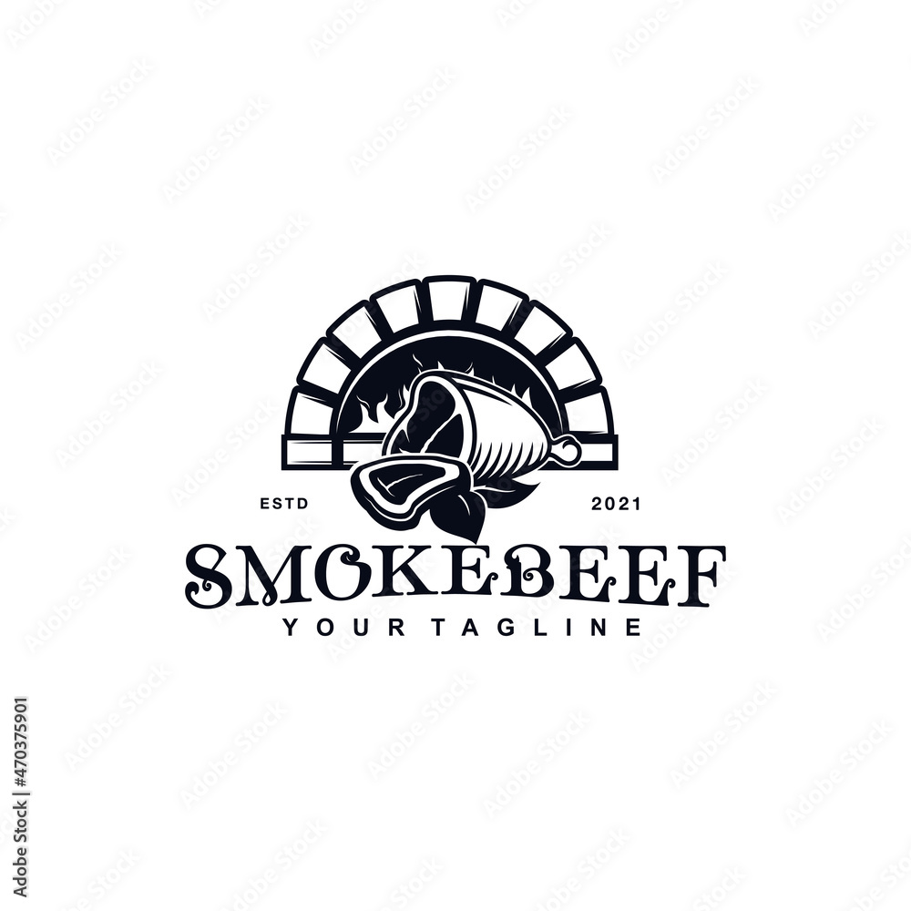 Smoked Beef Logo Design Vector Illustration Template Idea