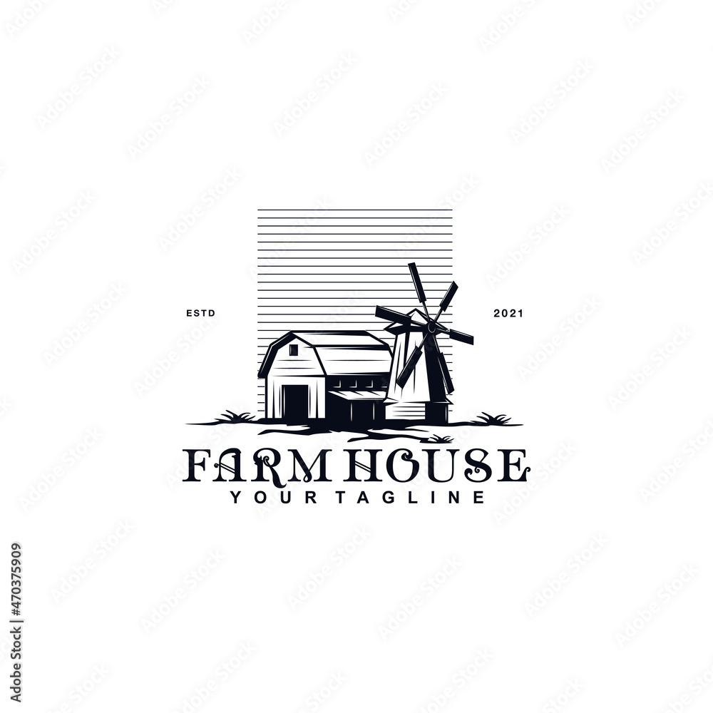 Farm House Logo Design Vector Illustration Template Idea