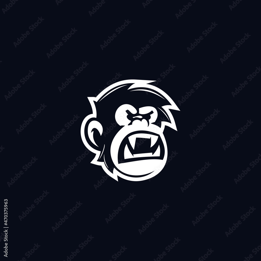Obraz premium silhouette Face monkey angry logo vector design template inspiration idea