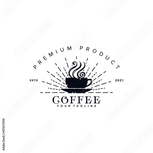 Vintage Retro Coffee Cup Logo Design Vector Illustration Template Idea