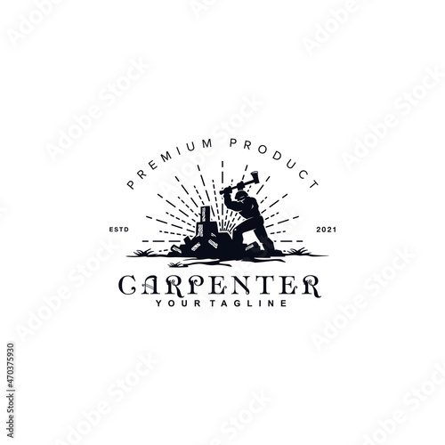 carpenter Logo Design Vector Illustration Template Idea