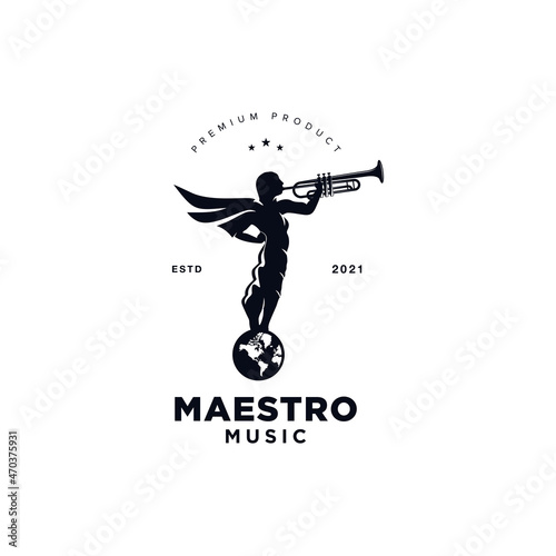 Angel Music Logo Design Vector Illustration Template Idea