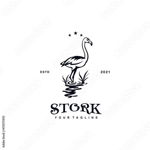 Vintage Flamingo logo vector design template inspiration idea