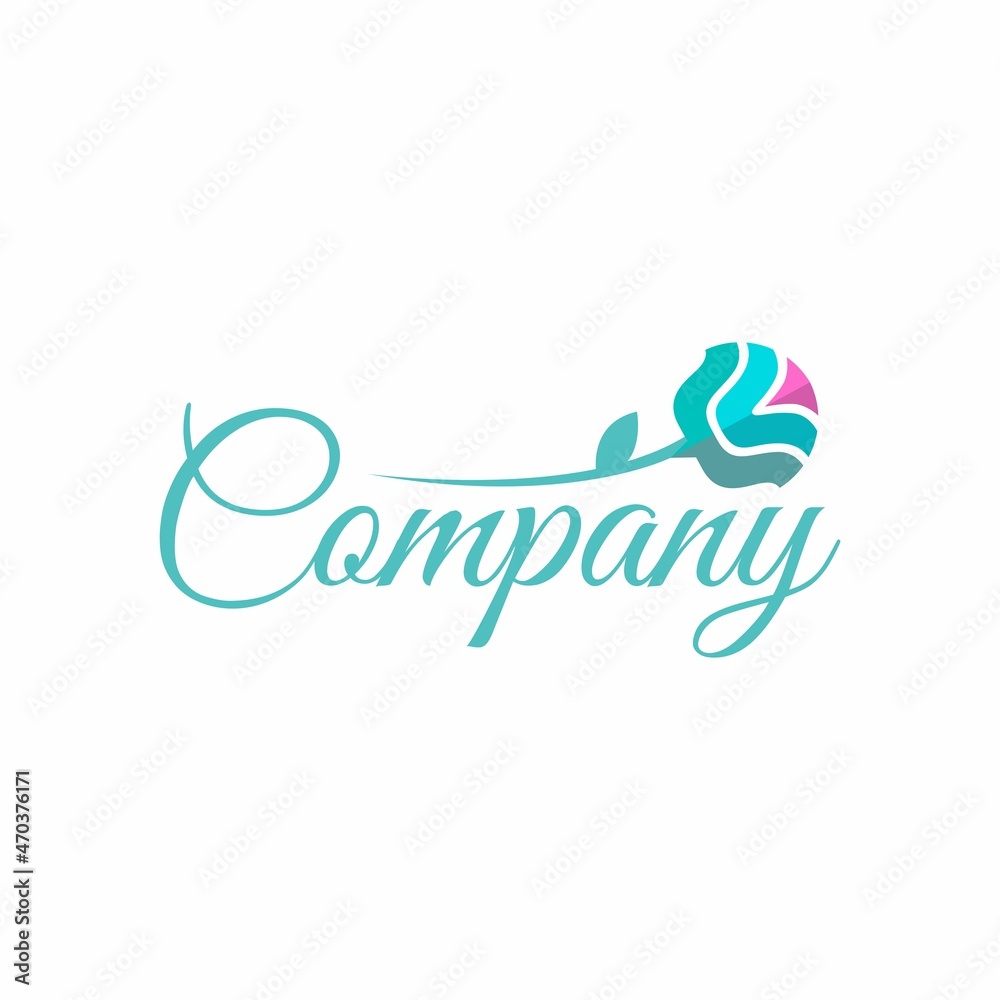 Rose blue wave logo design