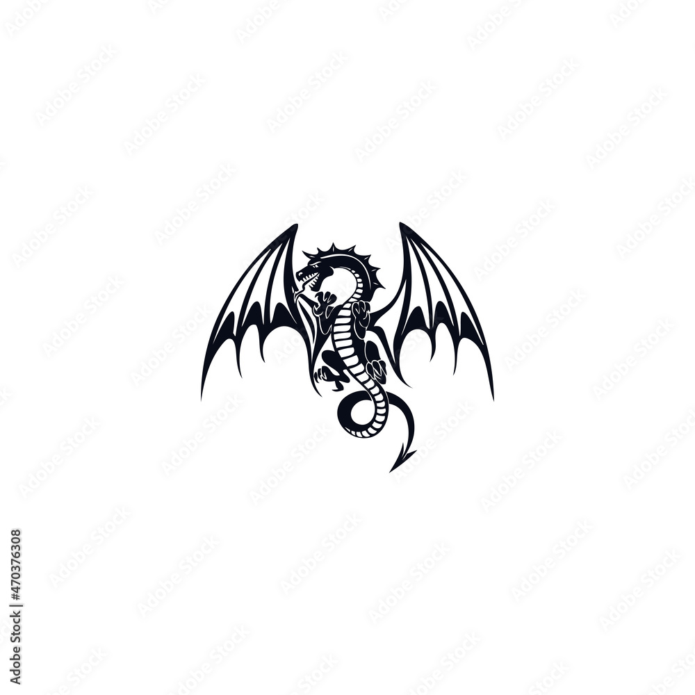 Obraz premium silhouette Dragon Logo Design Vector Illustration Template Idea