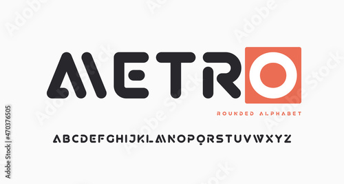 Modern trendy rounded sans serif vector alphabet, uppercase letter set