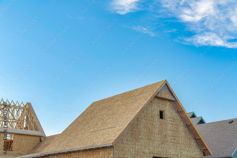 Unfinished roof of a house with cork insulation at Daybreak, Utah