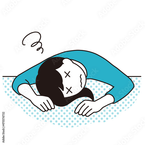 ぐったりする女性のイラスト